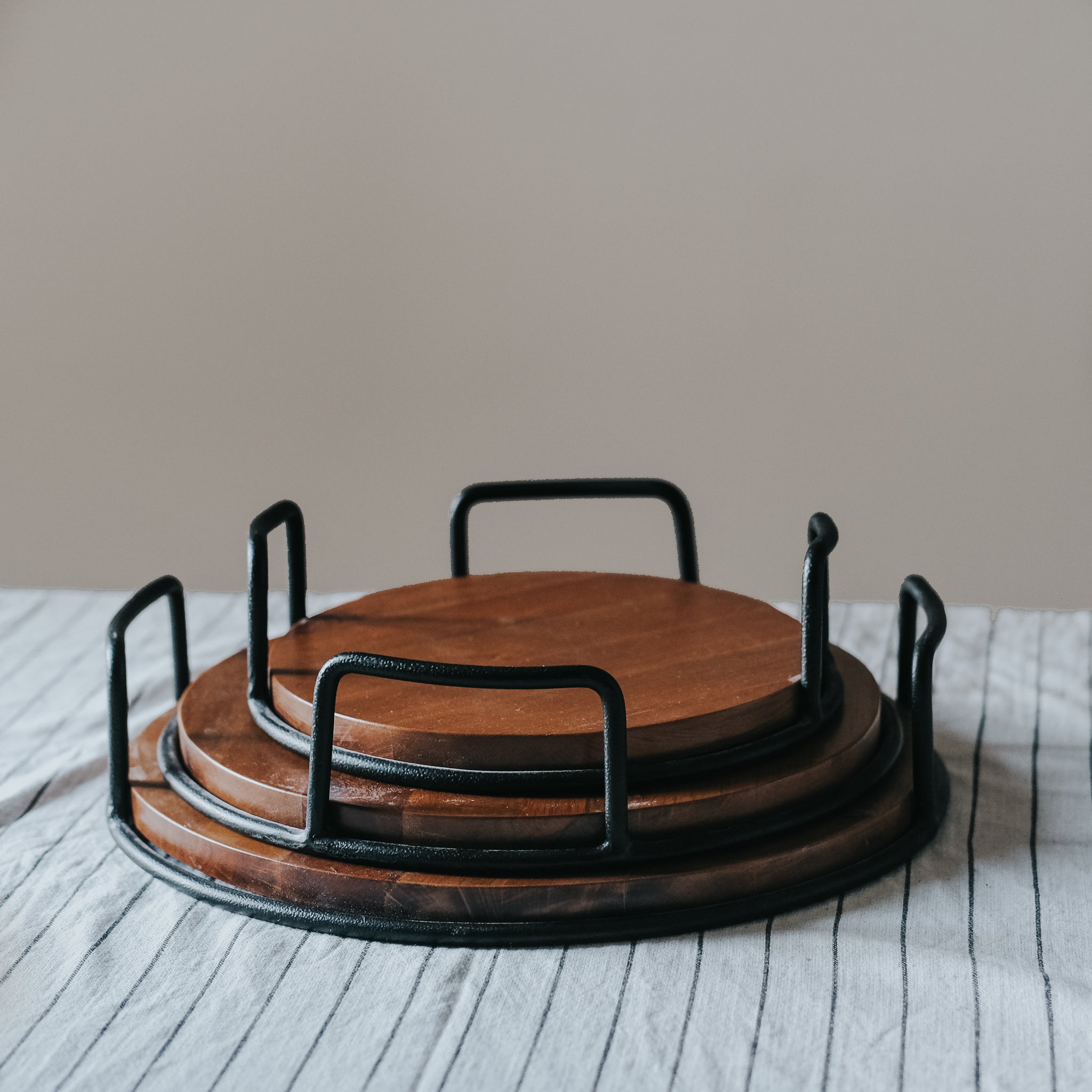 Artisan Side-Handled Round Trays