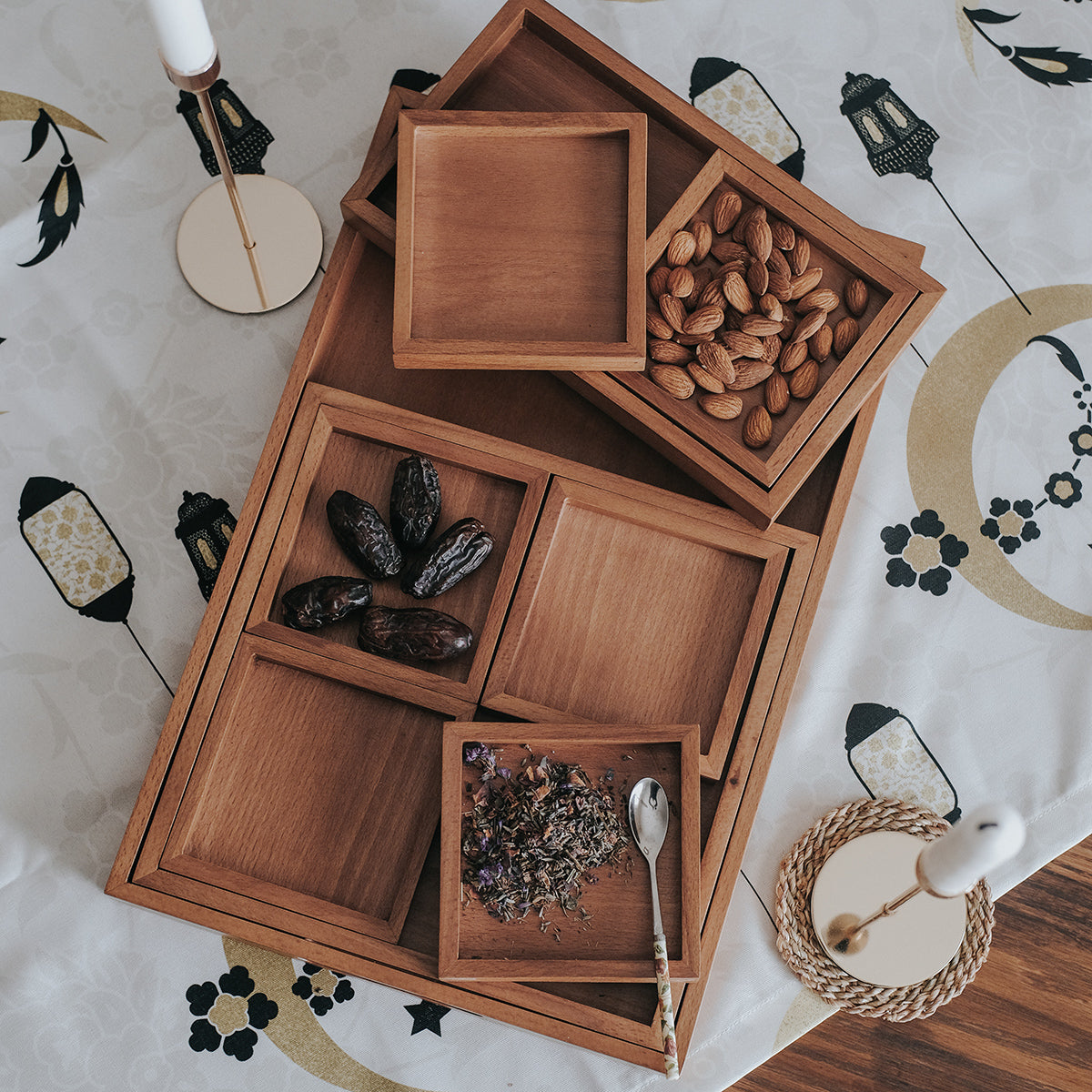 Nested Beech Trays - 9 Pieces