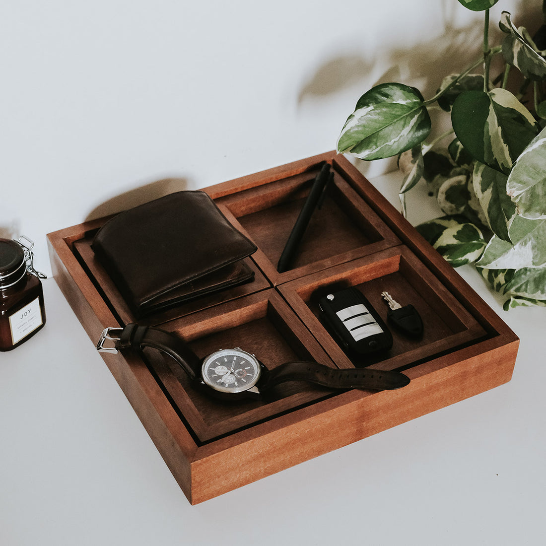 Nested Mahogany Trays - 9 Pieces